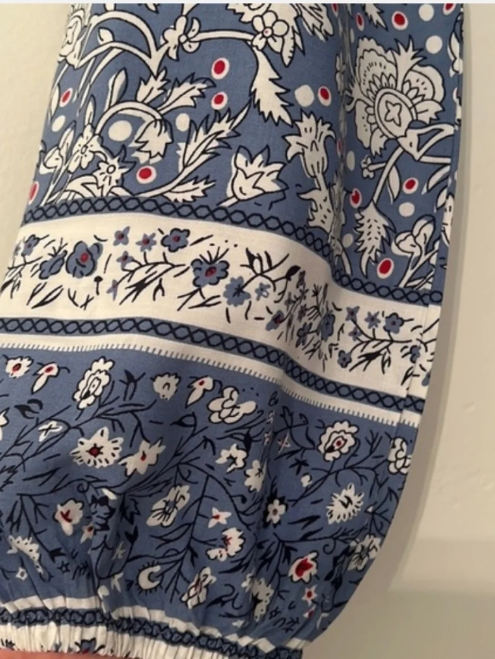 Blue Floral Midi Dress with Tassel Tie - Picture 5 of 15